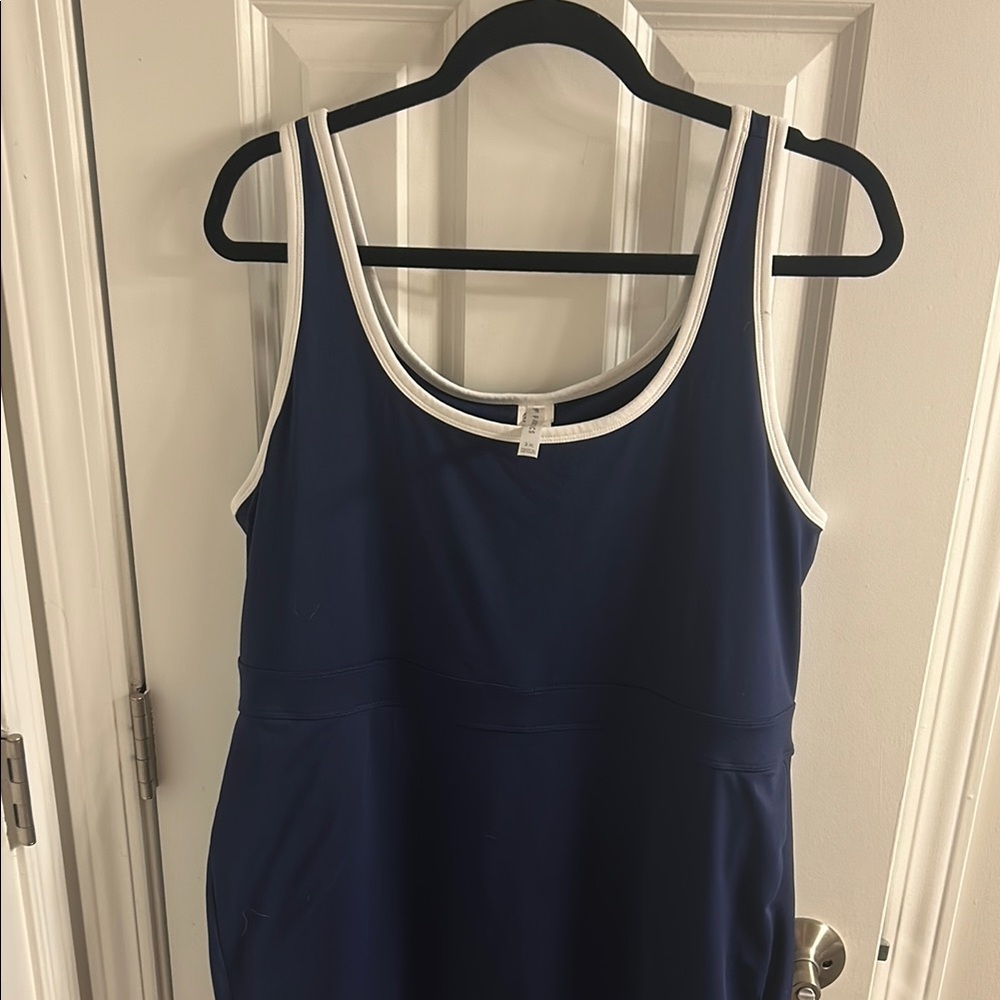 Fabletics Navy Blue Dress with White Trim